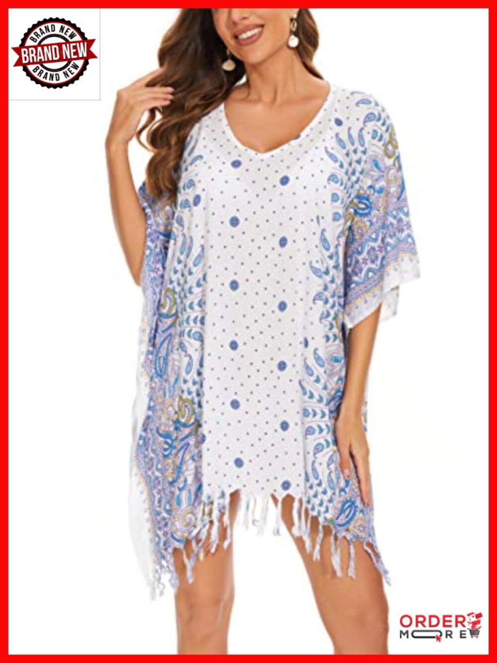 Bohemian Floral Short Sleeve V-Neck Tunic Top Plus Size